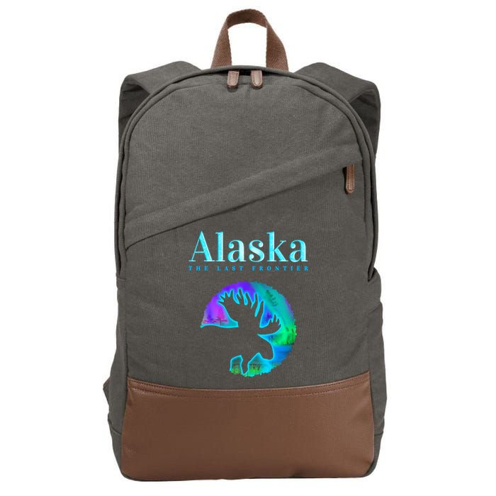 Alaska Moose Aurora Borealis The Last Frontier Funny Gift Cotton Canvas Backpack