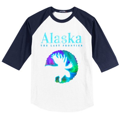 Alaska Moose Aurora Borealis The Last Frontier Funny Gift Baseball Sleeve Shirt