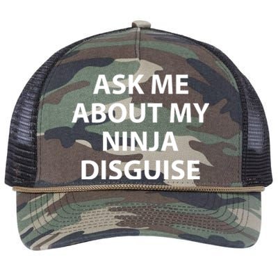 Ask Me About My Ninja Disguise Funny Retro Rope Trucker Hat Cap