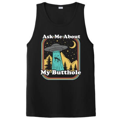 Ask Me About My Butthole Funny Alien Believer Retro 80s Gift PosiCharge Competitor Tank