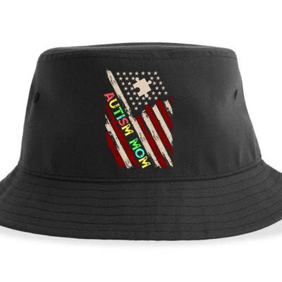 Autism Mom America Flag Sustainable Bucket Hat