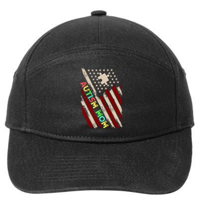 Autism Mom America Flag 7-Panel Snapback Hat