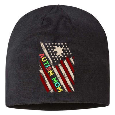 Autism Mom America Flag Sustainable Beanie