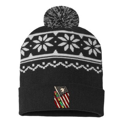 Autism Mom America Flag USA-Made Snowflake Beanie