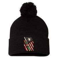 Autism Mom America Flag Pom Pom 12in Knit Beanie