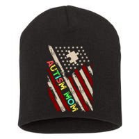 Autism Mom America Flag Short Acrylic Beanie