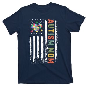 Autism Mom America Flag Puzzle T-Shirt