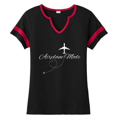 Airplane Mode Ladies Halftime Notch Neck Tee