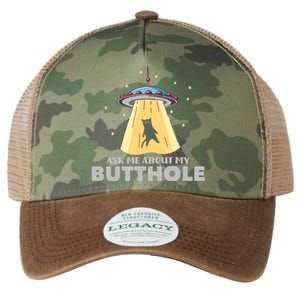 Ask Me About My Butthole Funny Ufo Alien Abduction Gift Legacy Tie Dye Trucker Hat