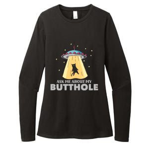 Ask Me About My Butthole Funny Ufo Alien Abduction Gift Womens CVC Long Sleeve Shirt