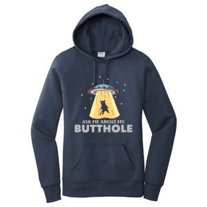 Ask Me About My Butthole Funny Ufo Alien Abduction Gift Women's Pullover Hoodie