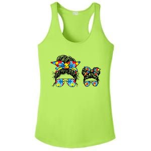 Autism Mom And Life Messy Bun Sunglasses Bandana Ladies PosiCharge Competitor Racerback Tank