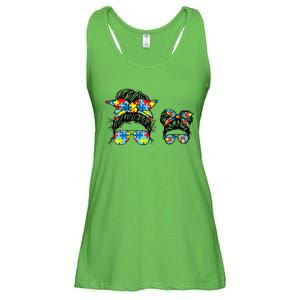 Autism Mom And Life Messy Bun Sunglasses Bandana Ladies Essential Flowy Tank