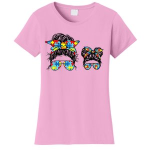 Autism Mom And Life Messy Bun Sunglasses Bandana Women's T-Shirt