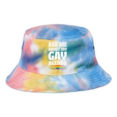 Ask Me About My Gay Agenda Funny Cute Lgbtq Pride Flag Heart Gift Tie Dye Newport Bucket Hat