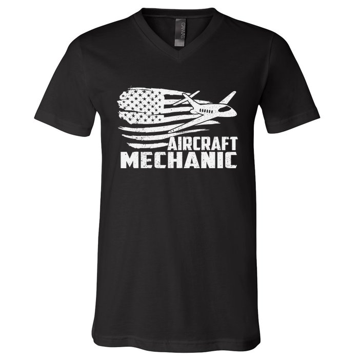 Aircraft Mechanic - Aviation Airplane Maintenance Engineer V-Neck T-Shirt