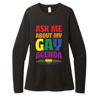 Ask Me About My Gay Agenda Funny Cute Lgbtq Pride Flag Heart Cute Gift Womens CVC Long Sleeve Shirt