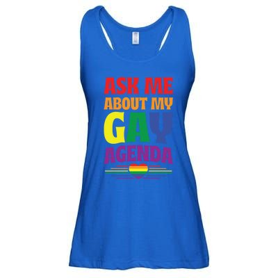 Ask Me About My Gay Agenda Funny Cute Lgbtq Pride Flag Heart Cute Gift Ladies Essential Flowy Tank