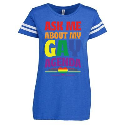 Ask Me About My Gay Agenda Funny Cute Lgbtq Pride Flag Heart Cute Gift Enza Ladies Jersey Football T-Shirt