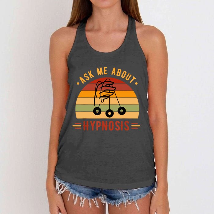 Ask Me About Hypnosis Gift Women's Knotted Racerback Tank