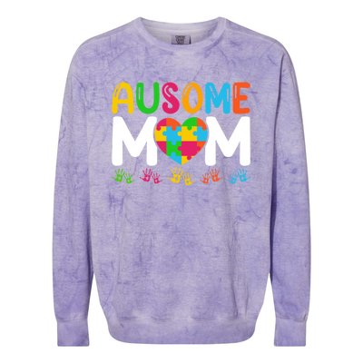 Ausome Mom Autism Great Gift Colorblast Crewneck Sweatshirt