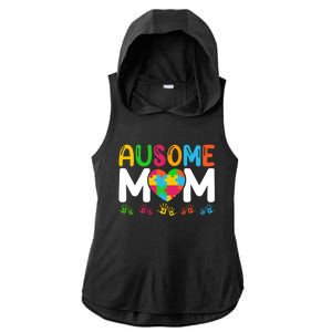 Ausome Mom Autism Great Gift Ladies PosiCharge Tri-Blend Wicking Draft Hoodie Tank