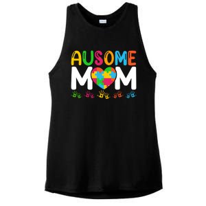 Ausome Mom Autism Great Gift Ladies PosiCharge Tri-Blend Wicking Tank