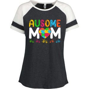 Ausome Mom Autism Great Gift Enza Ladies Jersey Colorblock Tee