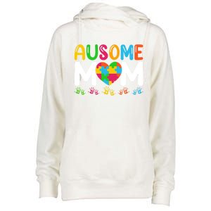 Ausome Mom Autism Great Gift Womens Funnel Neck Pullover Hood