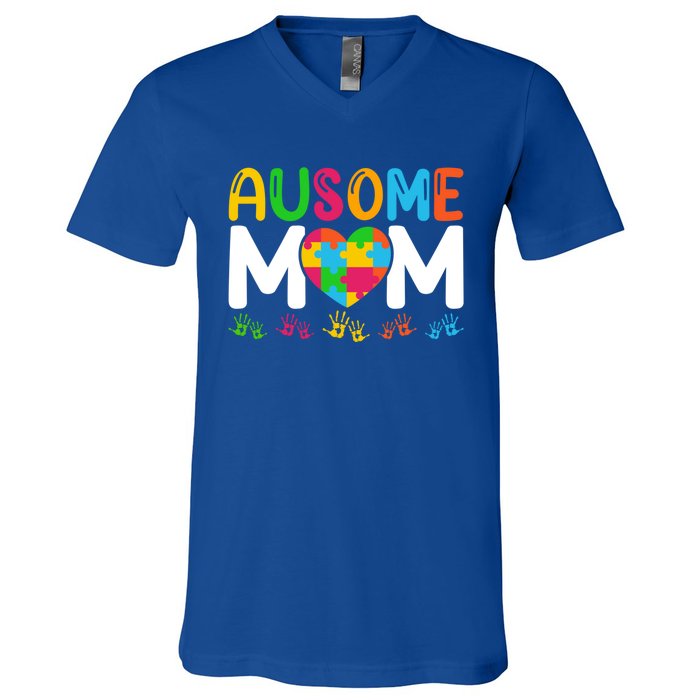 Ausome Mom Autism Great Gift V-Neck T-Shirt