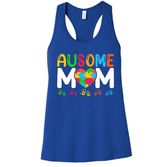 Ausome Mom Autism Great Gift Women's Racerback Tank