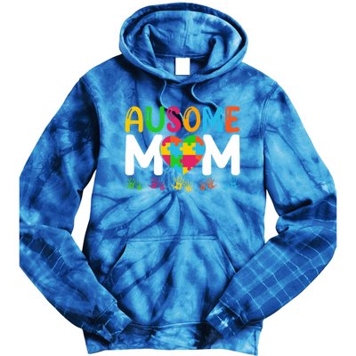 Ausome Mom Autism Great Gift Tie Dye Hoodie