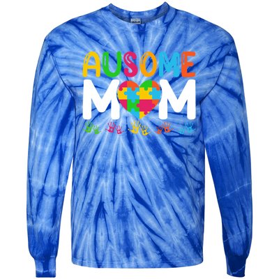 Ausome Mom Autism Great Gift Tie-Dye Long Sleeve Shirt