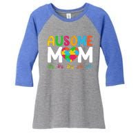 Ausome Mom Autism Great Gift Women's Tri-Blend 3/4-Sleeve Raglan Shirt