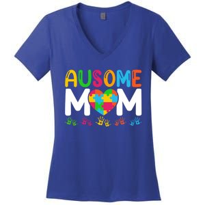 Ausome Mom Autism Great Gift Women's V-Neck T-Shirt