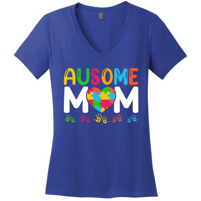 Ausome Mom Autism Great Gift Women's V-Neck T-Shirt