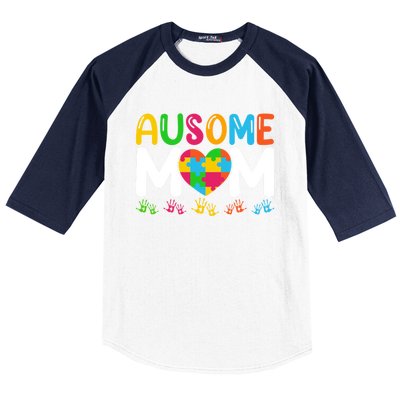 Ausome Mom Autism Great Gift Baseball Sleeve Shirt