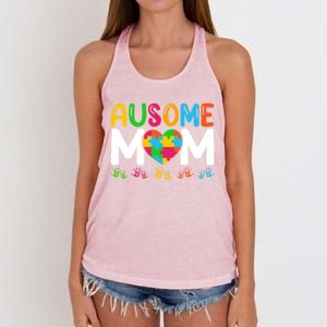 Ausome Mom Autism Great Gift Women's Knotted Racerback Tank