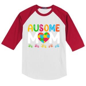 Ausome Mom Autism Great Gift Kids Colorblock Raglan Jersey