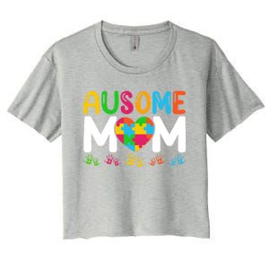 Ausome Mom Autism Great Gift Women's Crop Top Tee