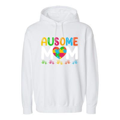 Ausome Mom Autism Great Gift Garment-Dyed Fleece Hoodie