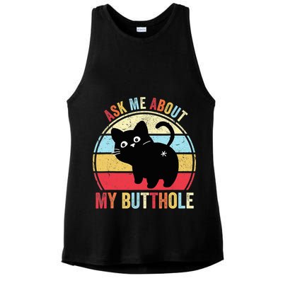 Ask Me About My Butthole Funny Cat Butt TShirt Ladies PosiCharge Tri-Blend Wicking Tank