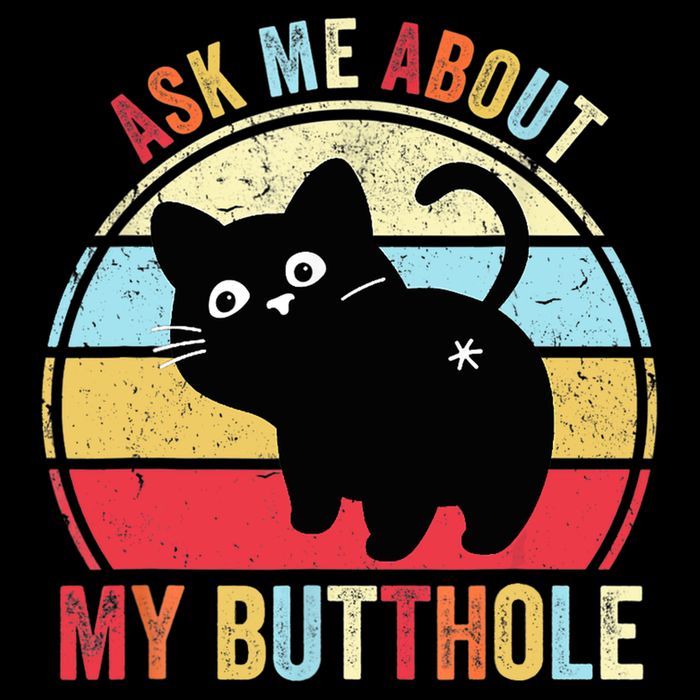 Ask Me About My Butthole Funny Cat Butt TShirt Full-Length Apron With Pockets