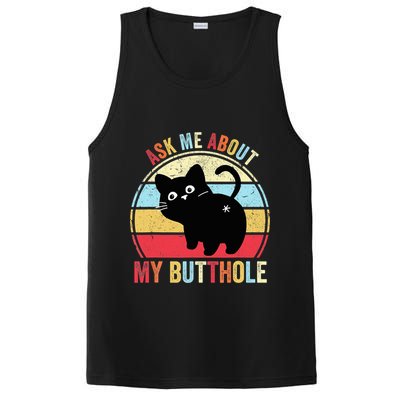Ask Me About My Butthole Funny Cat Butt TShirt PosiCharge Competitor Tank