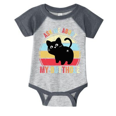 Ask Me About My Butthole Funny Cat Butt TShirt Infant Baby Jersey Bodysuit