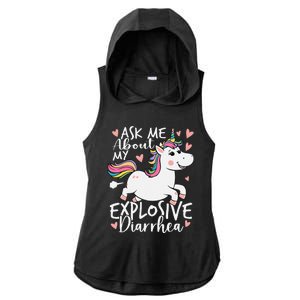 Ask Me About My Explosive Diarrhea Poop Meme Funny Unicorn Ladies PosiCharge Tri-Blend Wicking Draft Hoodie Tank