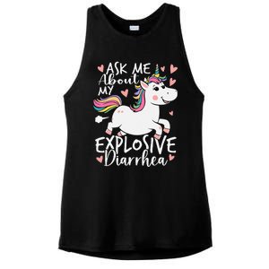 Ask Me About My Explosive Diarrhea Poop Meme Funny Unicorn Ladies PosiCharge Tri-Blend Wicking Tank