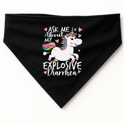 Ask Me About My Explosive Diarrhea Poop Meme Funny Unicorn USA-Made Doggie Bandana