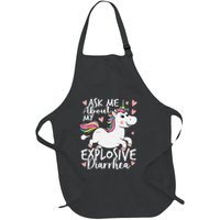 Ask Me About My Explosive Diarrhea Poop Meme Funny Unicorn Full-Length Apron With Pockets