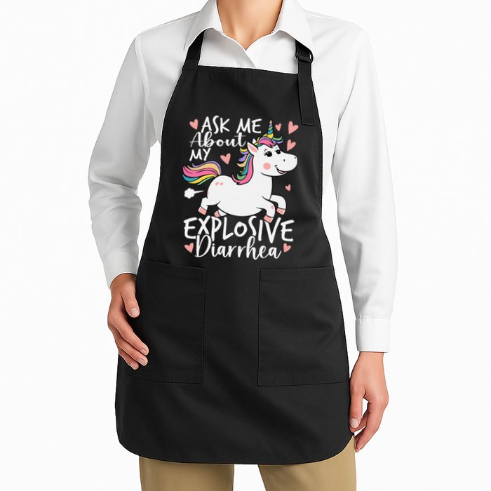 Ask Me About My Explosive Diarrhea Poop Meme Funny Unicorn Apron